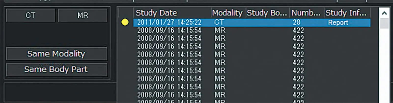 Filtering studiws by modelity