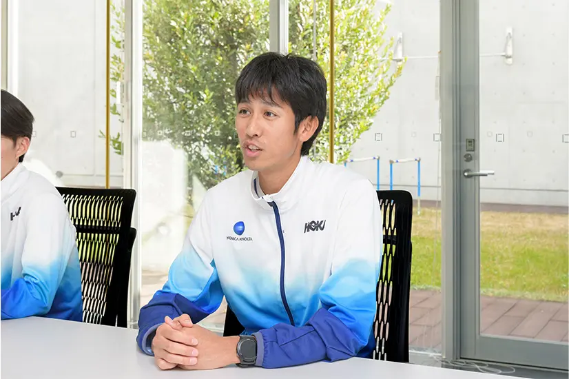 米満選手のインタビュー時の写真