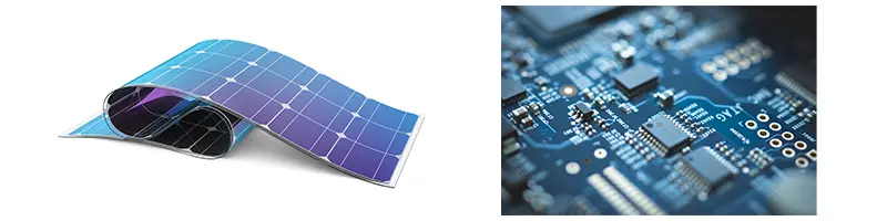 用途例のイメージ（太陽電池）、（半導体）