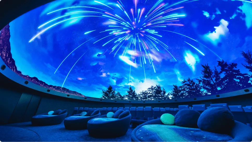 LED Dome Planetarium with a Beautiful Starry Sky.