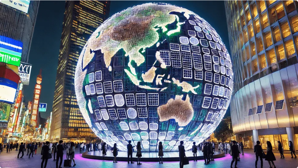 A Spherical LED Vision Displaying Vibrant Earth Image, which is serving as a Symbol of the City.
